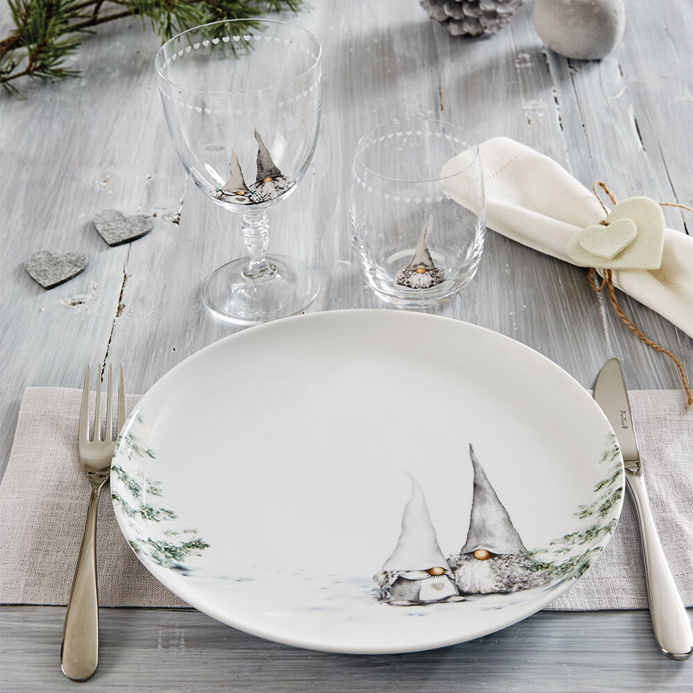 Christmas Gnome White Plate 26 cm