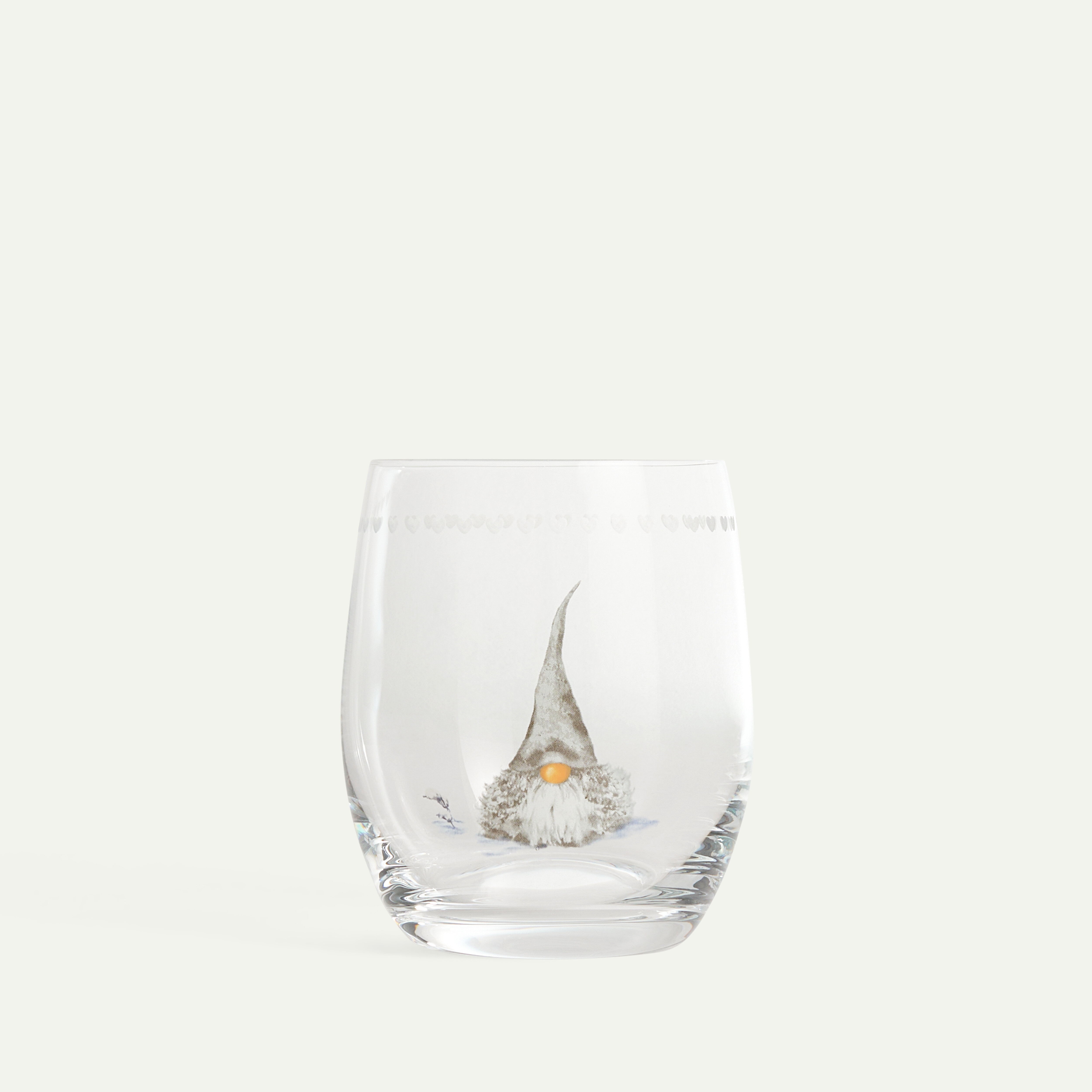 Christmas Gnome White Drinking Glass 35 cl