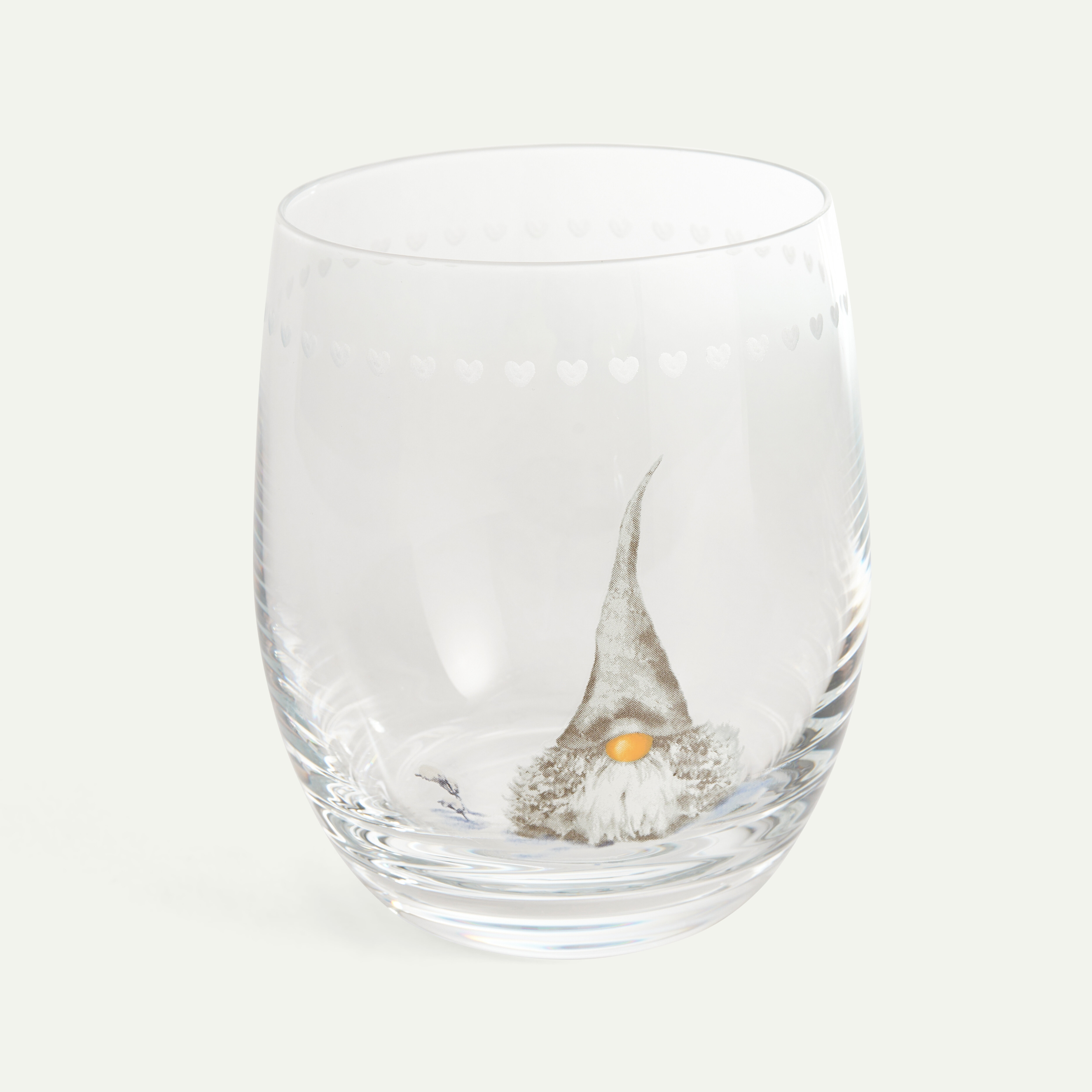 Christmas Gnome White Drinking Glass 35 cl