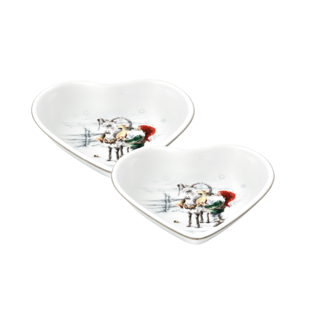 Santa´s Christmas Heart-Shaped Bowl 14 cm, 2-pack